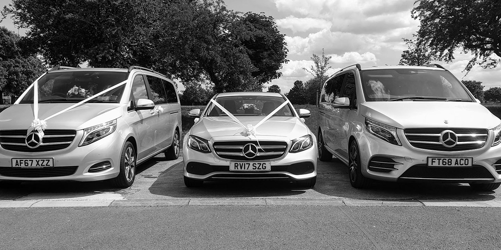 Line of Mercedes ready for a chauffeur service